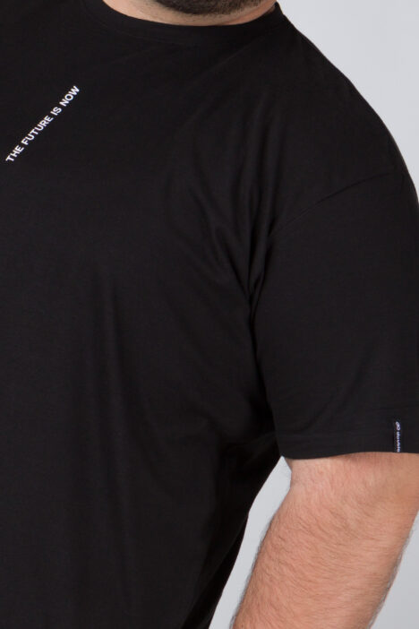 Ανδρικό Βαμβακερό T-Shirts With Curved Hem - Μαύρο