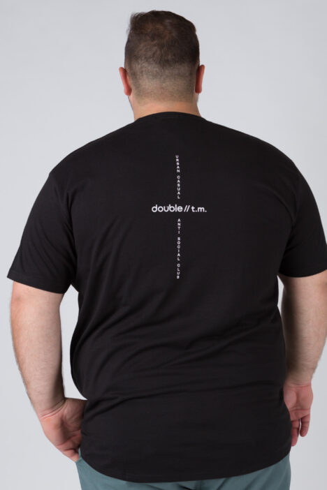 Ανδρικό Βαμβακερό T-Shirts With Curved Hem - Μαύρο