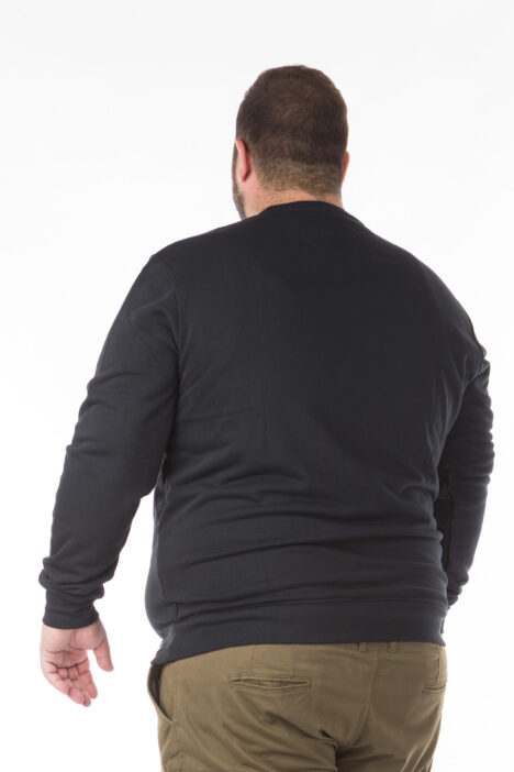 Μονόχρωμη Φούτερ Ανδρική Μπλούζα Plus Size - Μαύρο