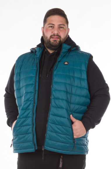 Αμάνικο Ανδρικό Jacket Puffer Plus Size - Πετρόλ