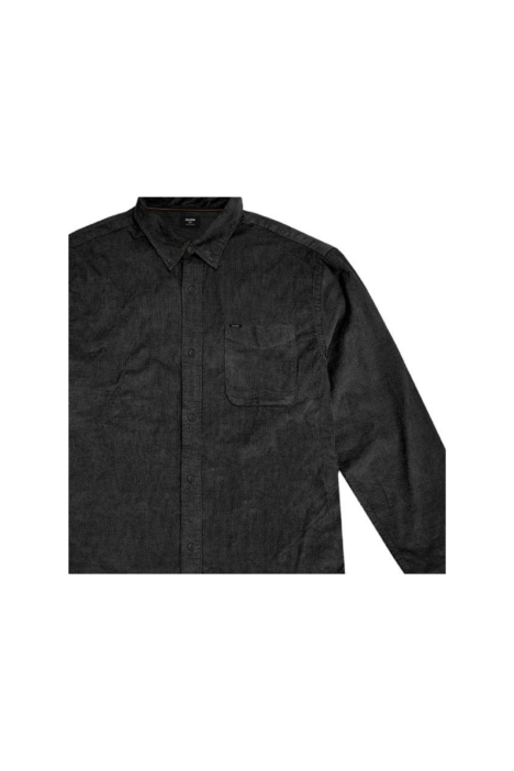 Ανδρικό Πουκάμισο Corduroy Long Sleeve Plus Size - Μαύρο