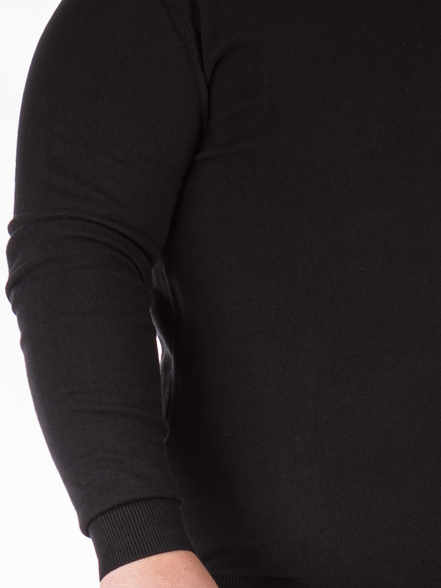 Πλεκτή Ανδρική Μπλούζα Plus Size - Μαύρο