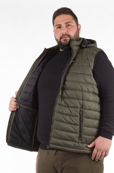 Αμάνικο Ανδρικό Jacket Puffer Plus Size - Χακί