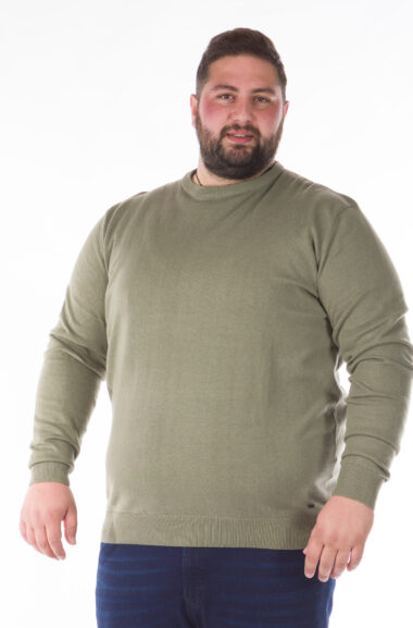 Πλεκτή Ανδρική Μπλούζα Plus Size - Αν. Πράσινο