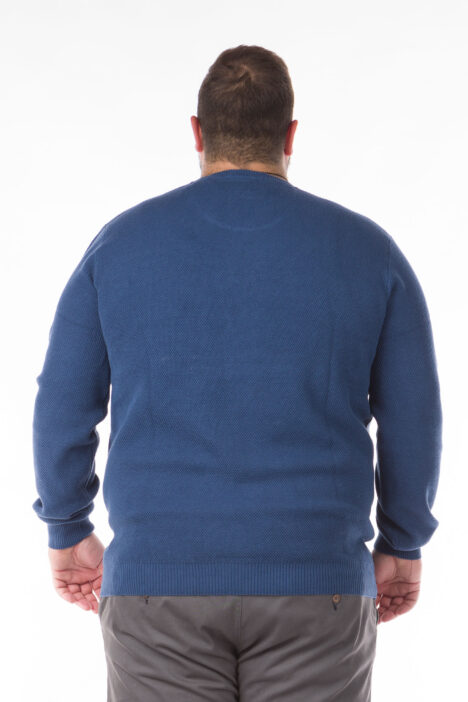 Ανδρική Πλεκτή Μπλούζα Round Neck Knit Plus Size - Ίντιγκο