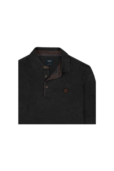 Μονόχρωμο Μακρυμάνικο Ανδρικό Polo Jersey PS-301A  Plus Size - Μαύρο