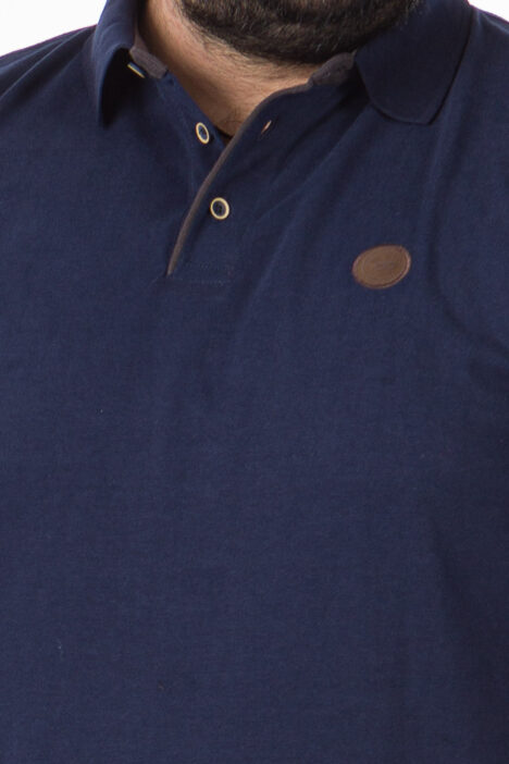 Μονόχρωμο Μακρυμάνικο Ανδρικό Polo Jersey PS-301A  Plus Size - Ίντιγκο