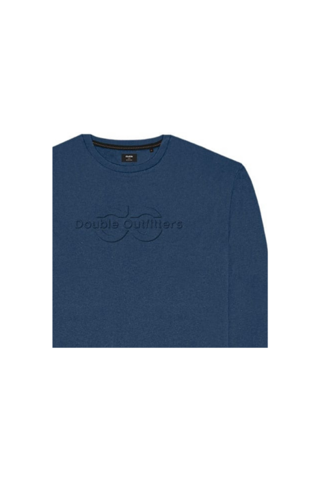 Ανδρικό Μακρυμάνικο T-Shirts With Embossed Graphic TS-257A  Plus Size - Μπλε