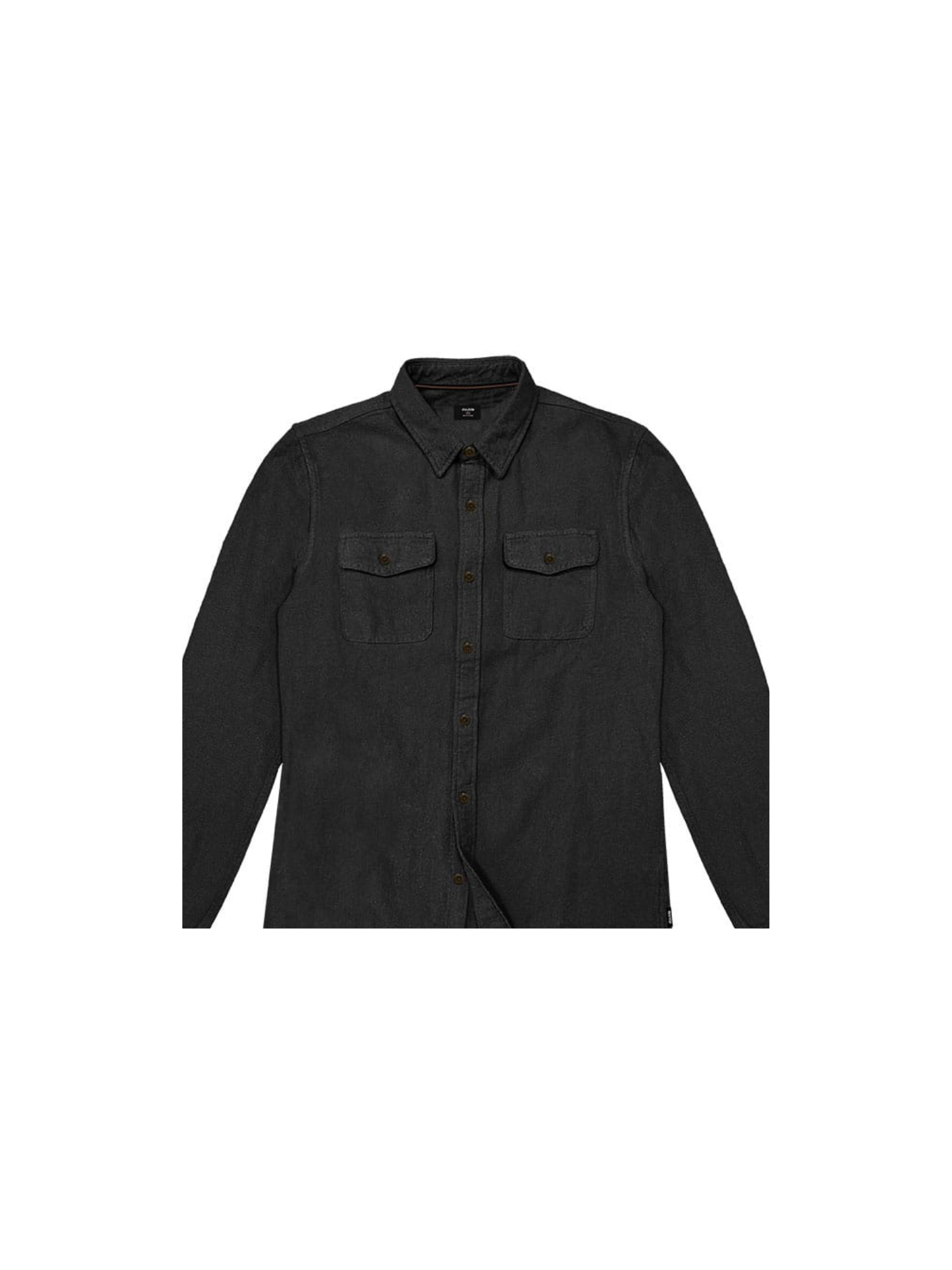Ανδρικό Μονόχρωμο Flannel Πουκάμισο Plus Size - Μαύρο