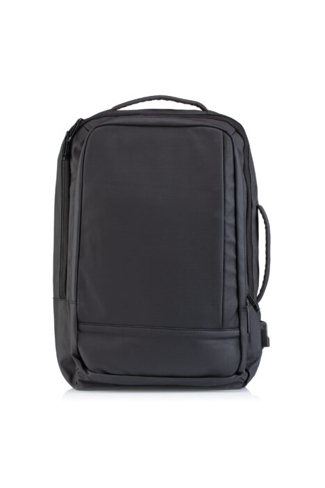 Backpack Ανδρικό Μονόχρωμη Υφασμάτινη - Μαύρο