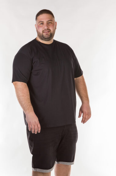 Μονόχρωμο Ανδρικό T-Shirt Plus Size - Μαύρο